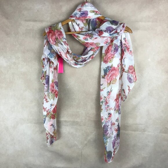 BETSEY JOHNSON Floral Airy Chiffon Oversize Wrap Shawl NWT - Picture 3 of 7